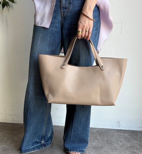  「【WEB限定】横長2wayトートポーチ付」|トートバッグ|ベージュ