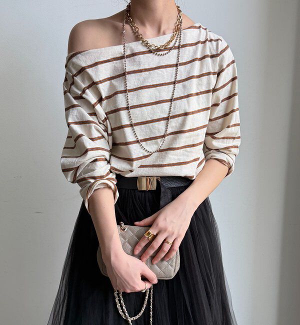  「マルチボーダーオフショルTEE」|Tシャツ・カットソー|