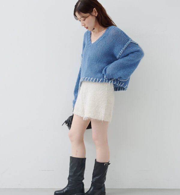  「【レザー&スエード/インソール】ルーズエンジニアブーツ」|ロングブーツ|