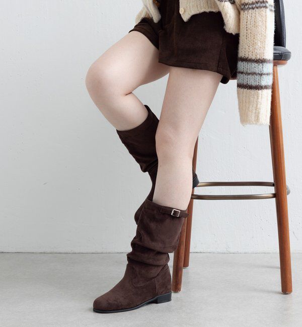  「【レザー&スエード/インソール】ルーズエンジニアブーツ」|ロングブーツ|