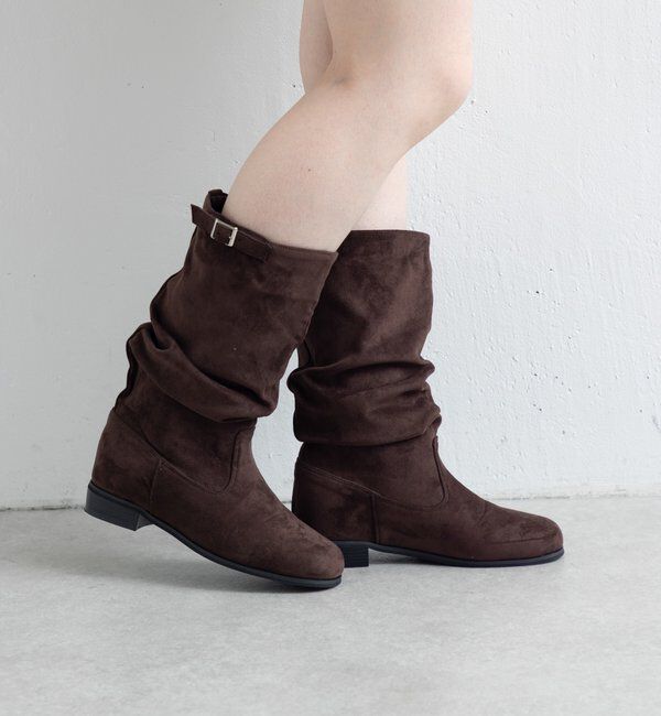  「【レザー&スエード/インソール】ルーズエンジニアブーツ」|ロングブーツ|