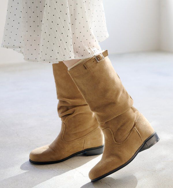 「【レザー&スエード/インソール】ルーズエンジニアブーツ」|ロングブーツ|