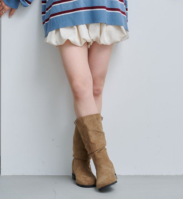  「【レザー&スエード/インソール】ルーズエンジニアブーツ」|ロングブーツ|