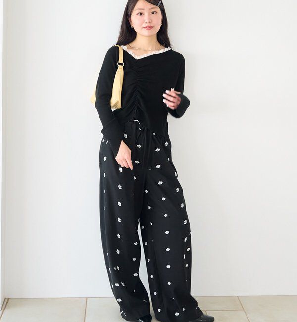  「【4色展開】レースシャーリングニット」|ニット・セーター|