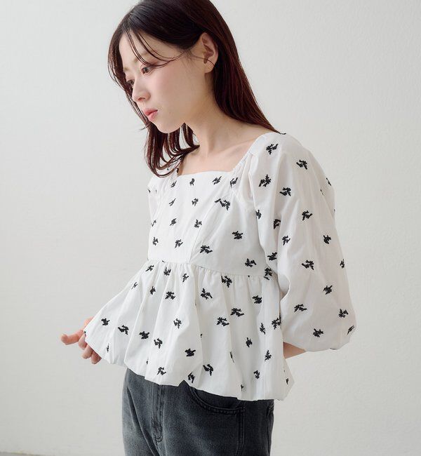  「【花柄&無地】フラワーバルーンブラウス」|シャツ・ブラウス|