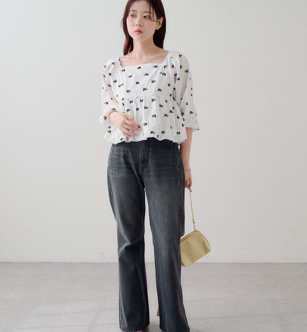  「【花柄&無地】フラワーバルーンブラウス」|シャツ・ブラウス|