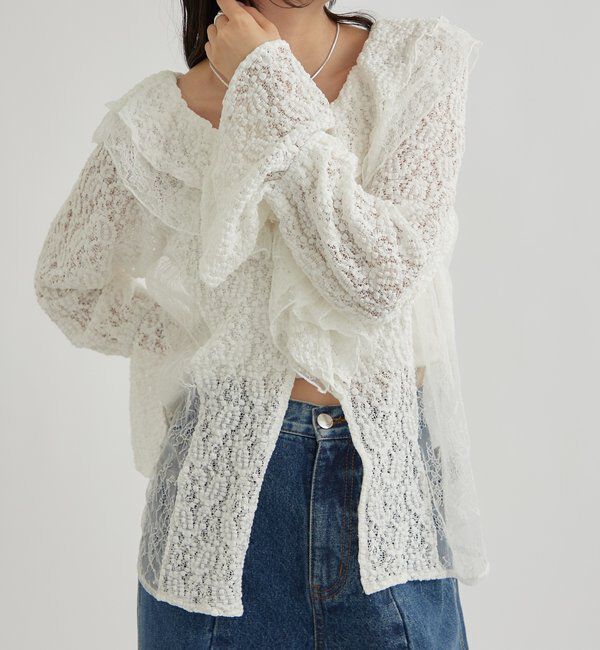  「レース切替ブラウス」|シャツ・ブラウス|