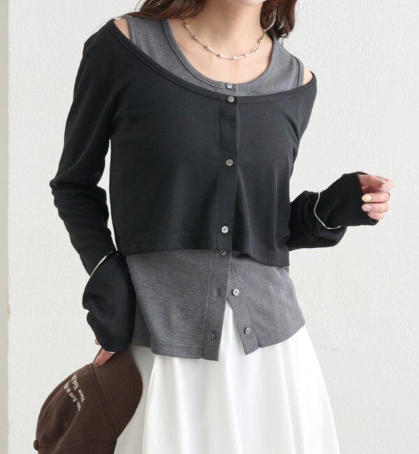  「配色レイヤードロングTシャツ」|Tシャツ・カットソー|