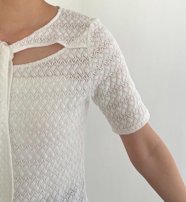  「レースノット5分袖トップス」|Tシャツ・カットソー|