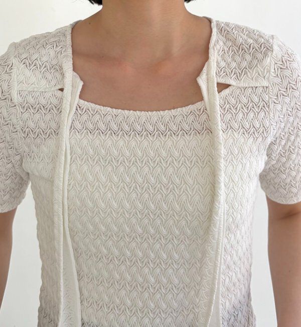  「レースノット5分袖トップス」|Tシャツ・カットソー|