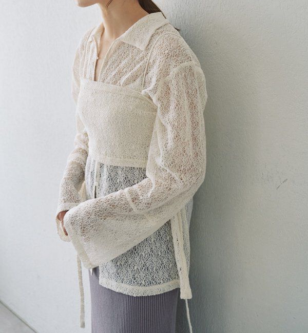  「絡みレースシャツ&times;ビスチェSET」|Tシャツ・カットソー|