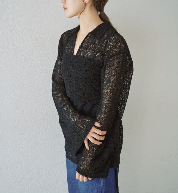  「絡みレースシャツ&times;ビスチェSET」|Tシャツ・カットソー|