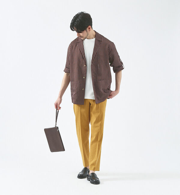 ABAHOUSE「【ブルー＆イエロー】ソロストレッチ リネン テーパード パンツ / スラックス」|その他|