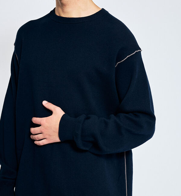 ABAHOUSE「【リバーシブルカラー】14Gコットン ニットスウェット / クルーネックプルオー」|ニット・セーター|