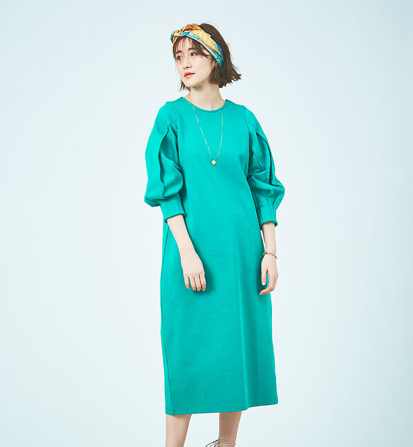 Rouge vif「ボリュームスリーブダンボールワンピース」|ワンピース|グリーン