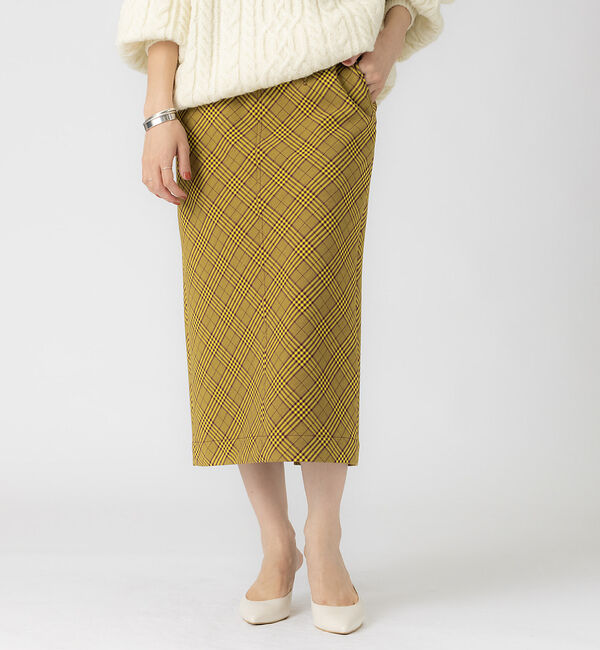 Rouge vif「チェックタイトスカート」|スカート|イエロー