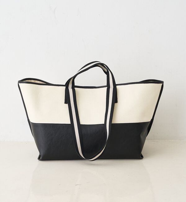 Rouge vif「【CHIMERE/シメール】キャンバス&times;合皮ワイドビックトート」|トートバッグ|