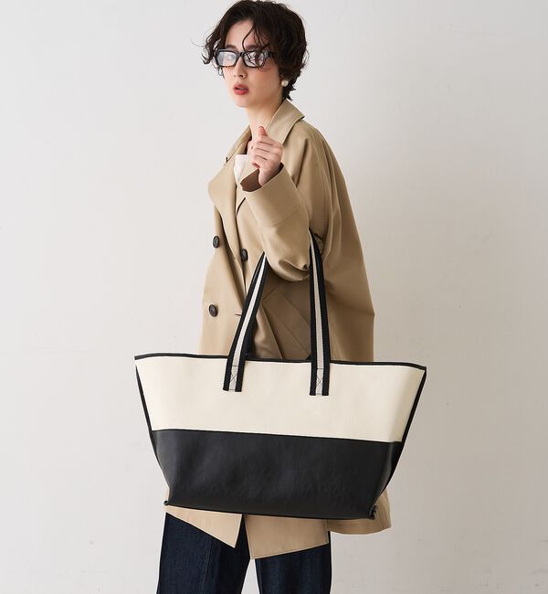 Rouge vif「【CHIMERE/シメール】キャンバス&times;合皮ワイドビックトート」|トートバッグ|