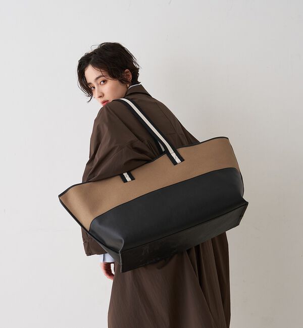 Rouge vif「【CHIMERE/シメール】キャンバス&times;合皮ワイドビックトート」|トートバッグ|