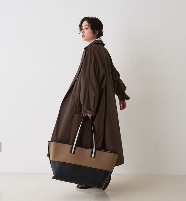 Rouge vif「【CHIMERE/シメール】キャンバス&times;合皮ワイドビックトート」|トートバッグ|