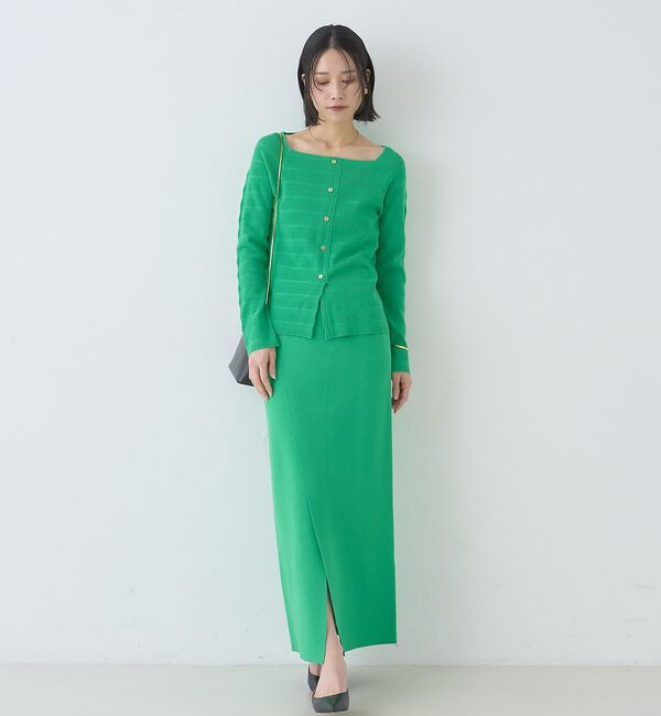 Rouge vif「【セットアップ対応】ミラノリブニットスリットラップスカート」|スカート|