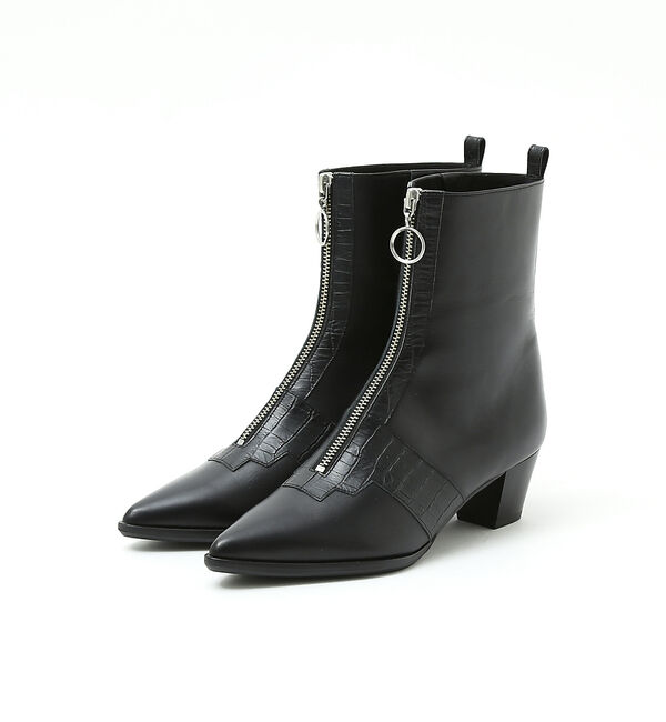 AU BANNISTER「センタージップポインテッドブーツ」|ショートブーツ|ブラック