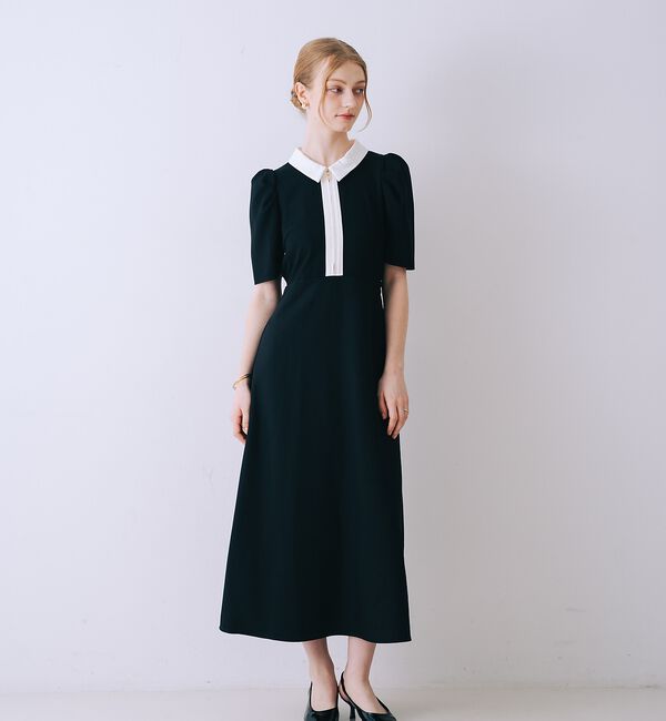 SELFIST「衿配色フロントジップフレアワンピース」|ワンピース|