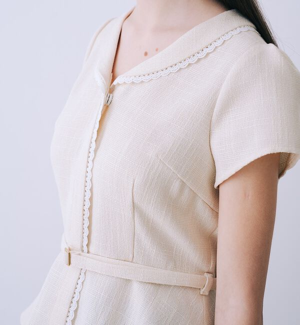 SELFIST「ツイードベルト付半袖ペプラムブラウス【予約】」|シャツ・ブラウス|