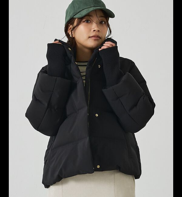 abahouse mavie「【WEB Domani掲載】袖リブシームレススタンドダウン/ロングセラー/定番/」|ダウン|ブラック