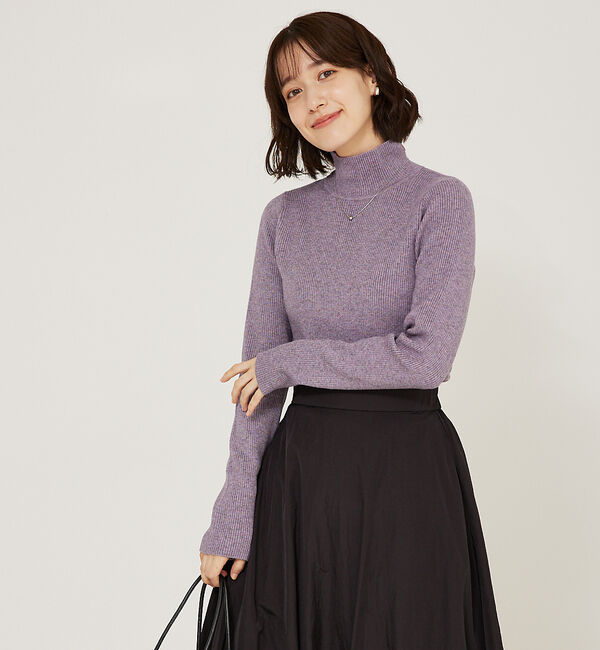 abahouse mavie「ストレッチリブハイネックプルオーバー」|ニット・セーター|ラベンダー