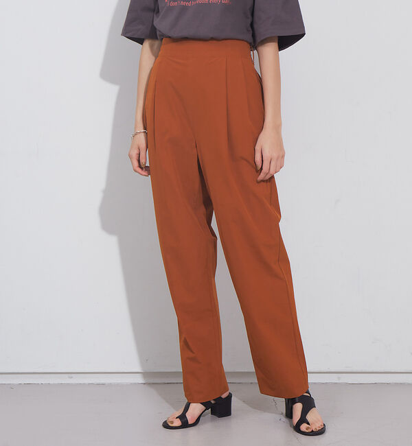 NOMINE「後ろゴムハイウエストタックパンツ」|スラックス|テラコッタ
