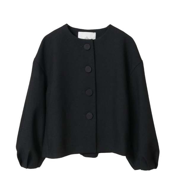 TIARA「ボリュームスリーブジャケット」|ノーカラージャケット|