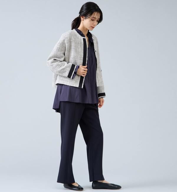 Liesse「ノーカラーツイードジャケット」|ノーカラージャケット|