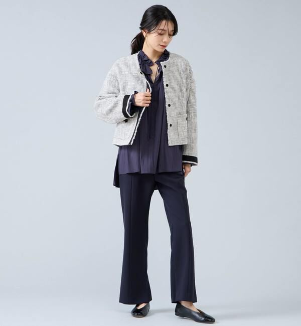 Liesse「ノーカラーツイードジャケット」|ノーカラージャケット|