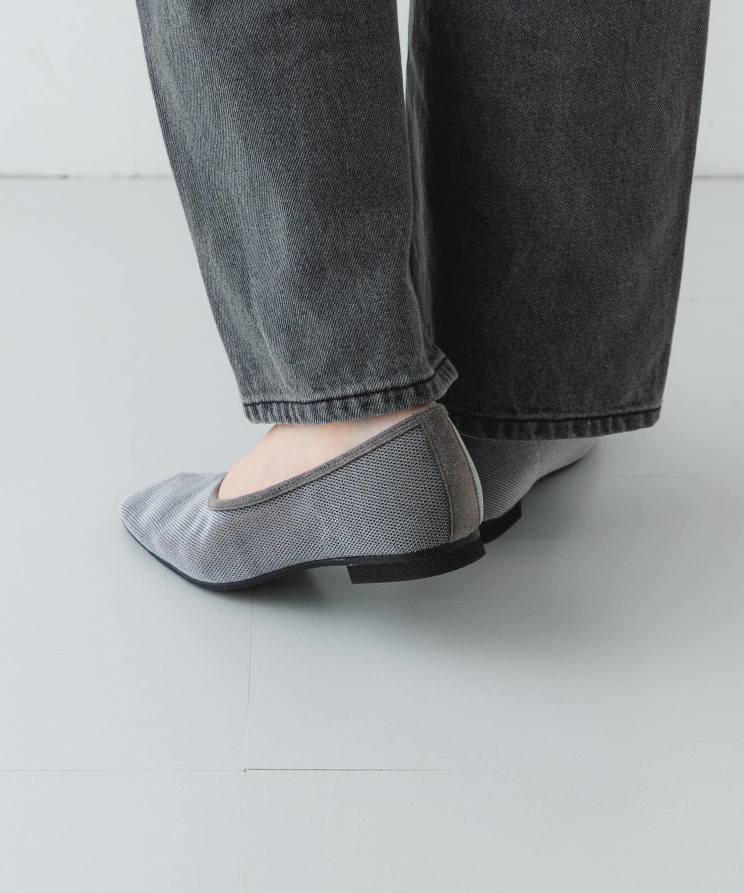 RODE SKO「『MADE IN JAPAN』スクエアベロアメッシュフラット」|バレエシューズ|