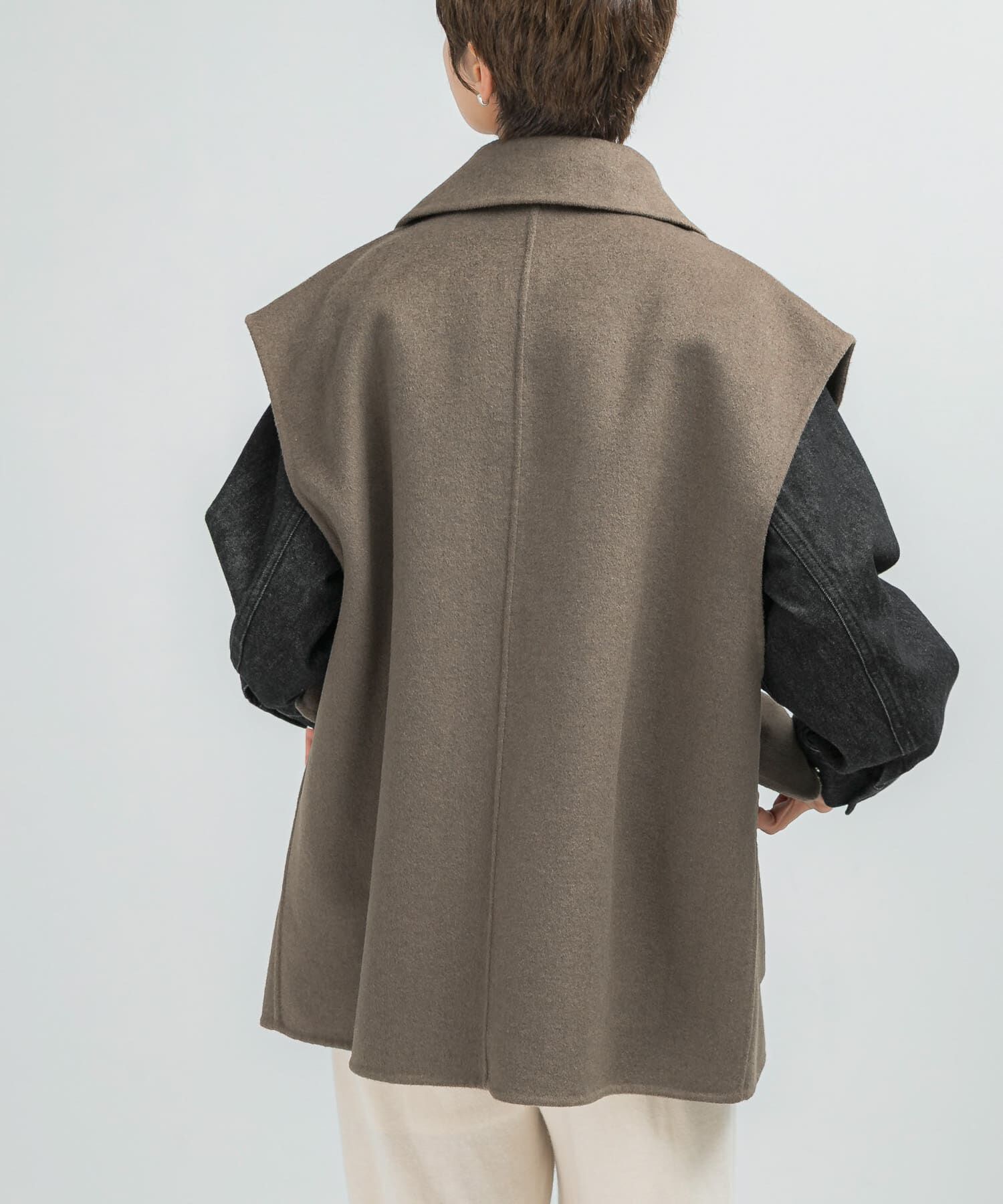 URBAN RESEARCH ROSSO「『一部別注カラー』YENN　DOUBLE FACE VEST JACKET」|ノーカラーコート|