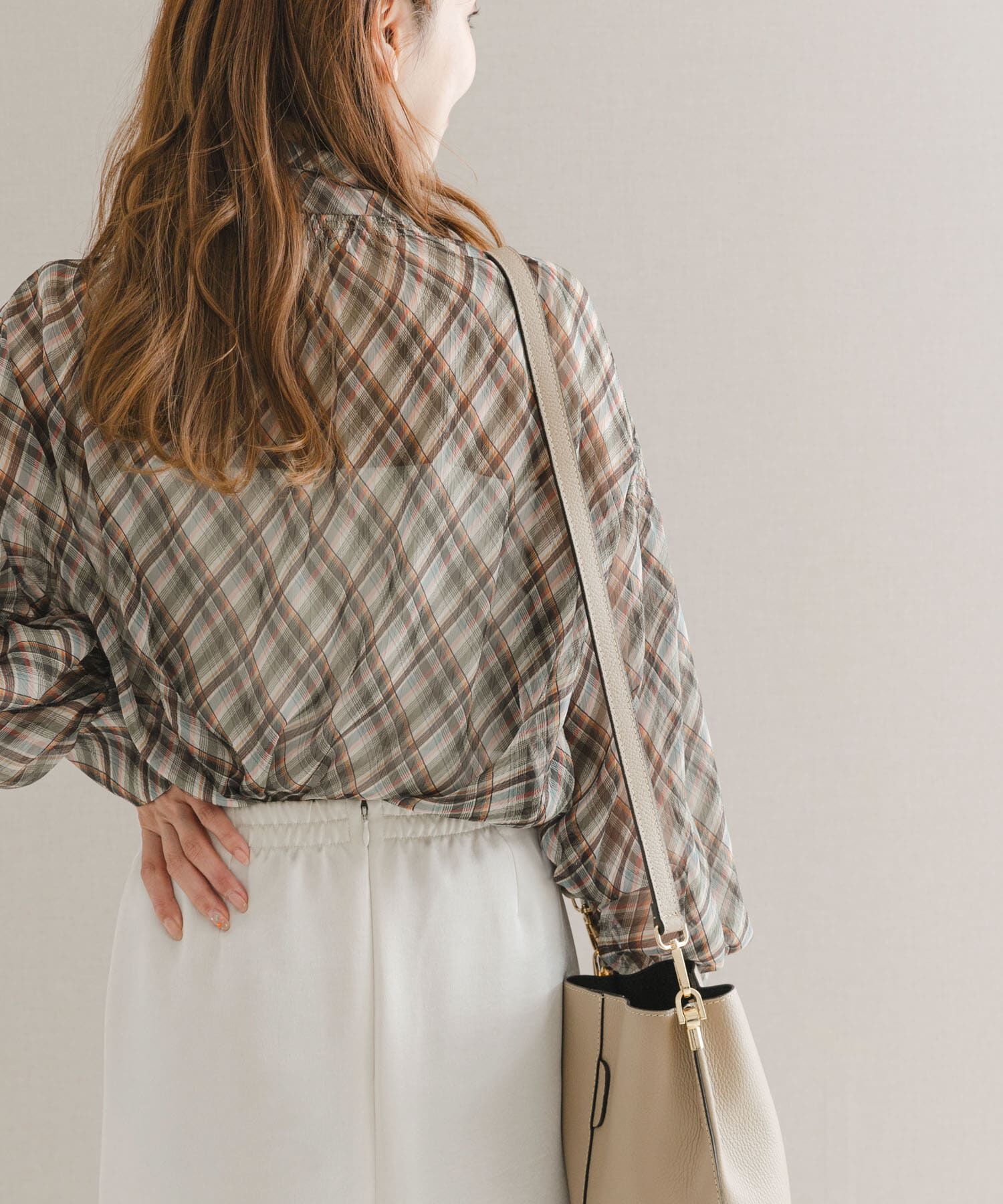 URBAN RESEARCH ROSSO「チェックボウタイボリュームブラウス」|シャツ・ブラウス|