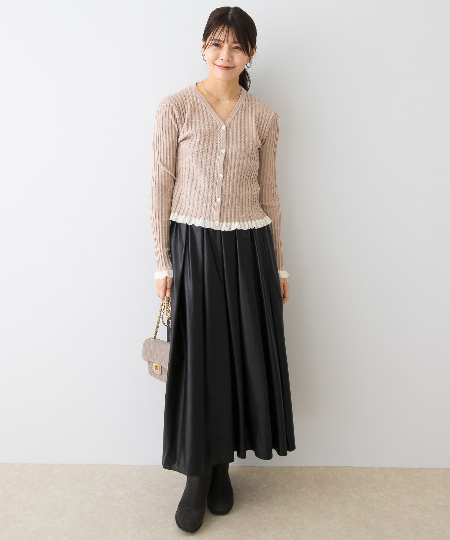 URBAN RESEARCH ROSSO「F by ROSSO　スパンコールフリルリブカーディガン」|カーディガン|