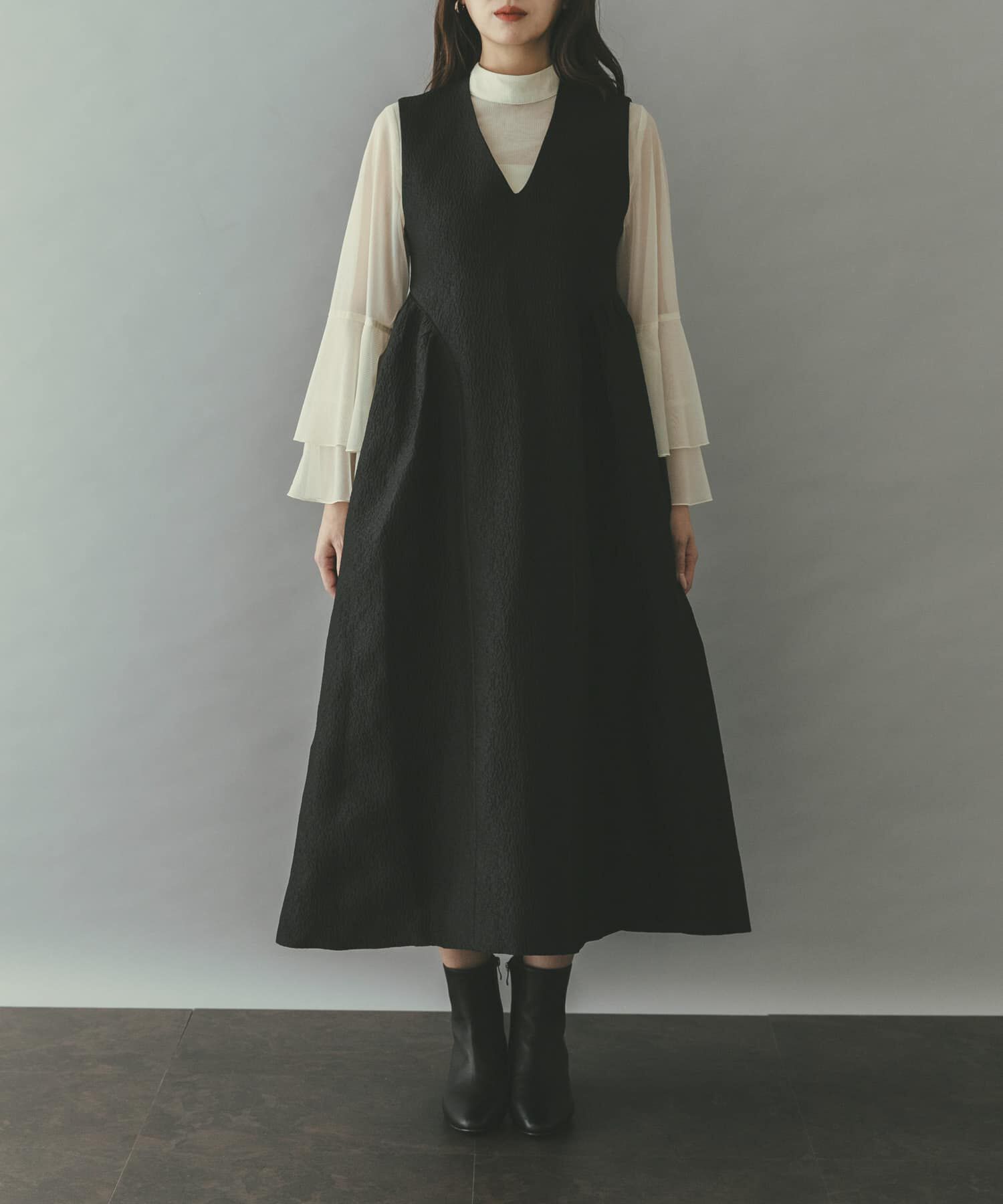 URBAN RESEARCH ROSSO「ジャガードフォルムレイヤードワンピース」|ワンピース|