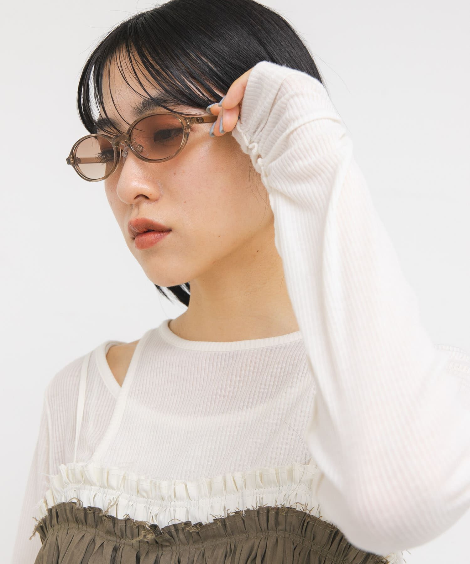  「オーバルフレームサングラス」|メガネ|