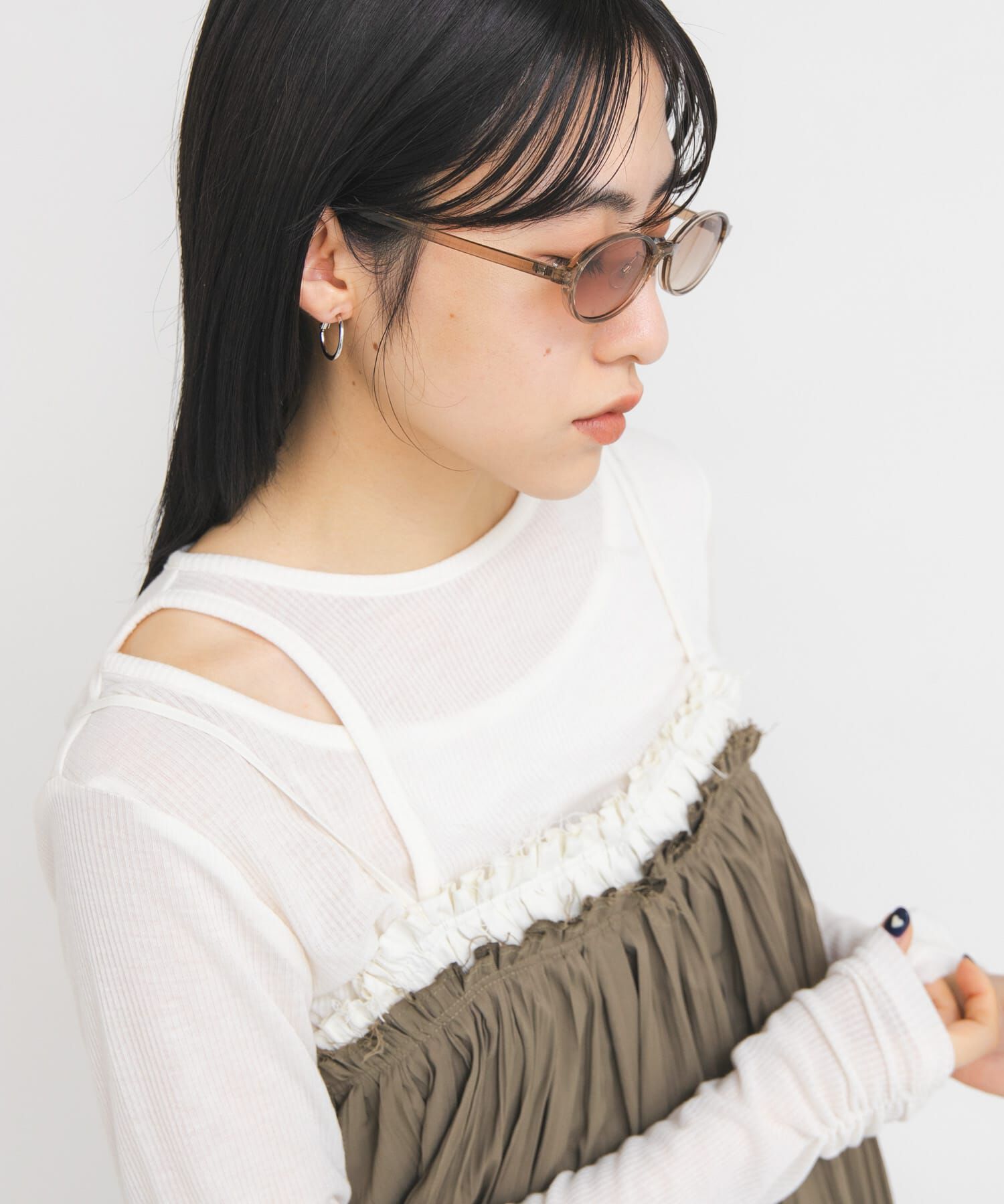  「オーバルフレームサングラス」|メガネ|