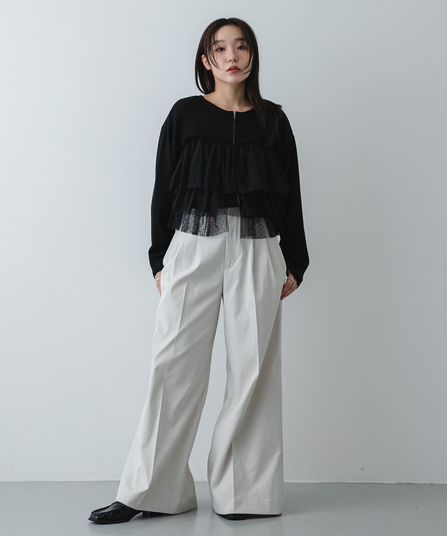 SENSE OF PLACE by URBAN RESEARCH「『洗濯可』ダブルジップフリルニットカーディガン」|ニット・セーター|