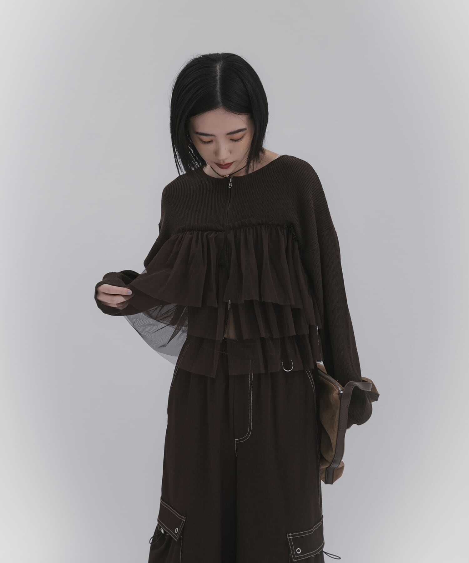 SENSE OF PLACE by URBAN RESEARCH「『洗濯可』ダブルジップフリルニットカーディガン」|ニット・セーター|