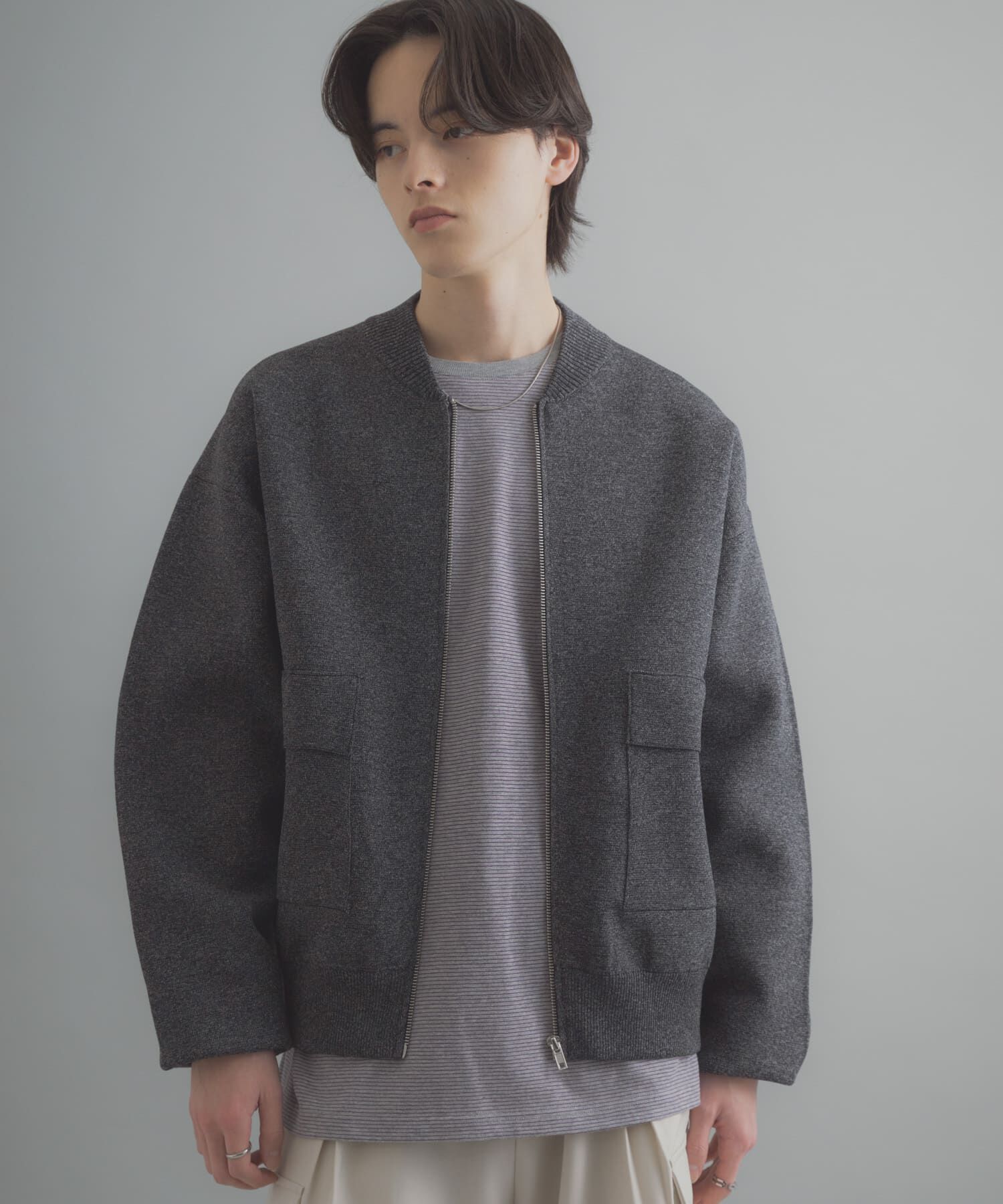 SENSE OF PLACE by URBAN RESEARCH「『洗濯可』ダブルポケットニットブルゾン」|ブルゾン・スタジャン|