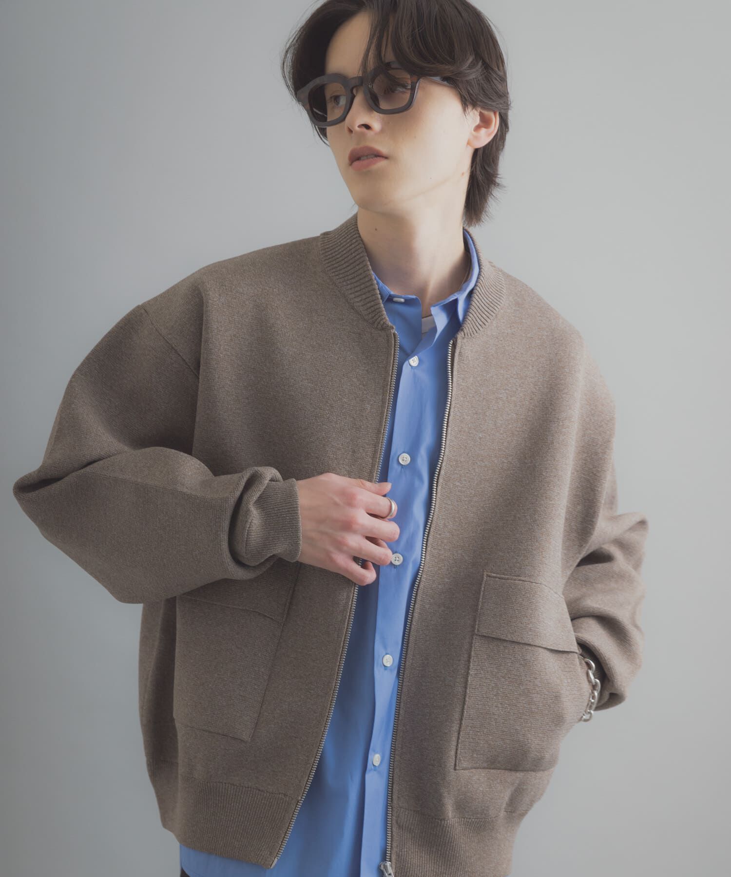 SENSE OF PLACE by URBAN RESEARCH「『洗濯可』ダブルポケットニットブルゾン」|ブルゾン・スタジャン|