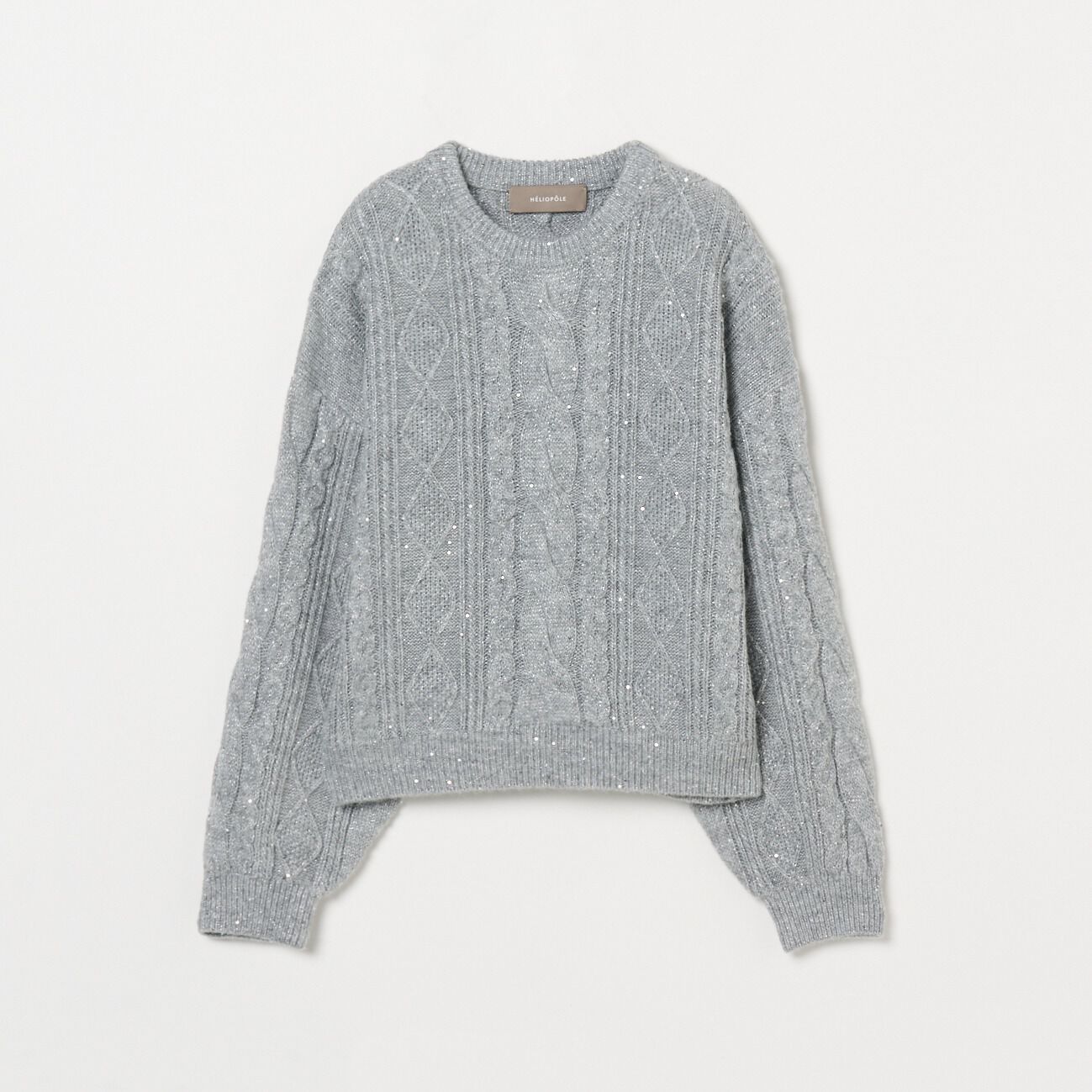 HELIOPOLE「HELIOPOLE CABLE SPANGLE KNIT」|ニット・セーター|ライトグレー
