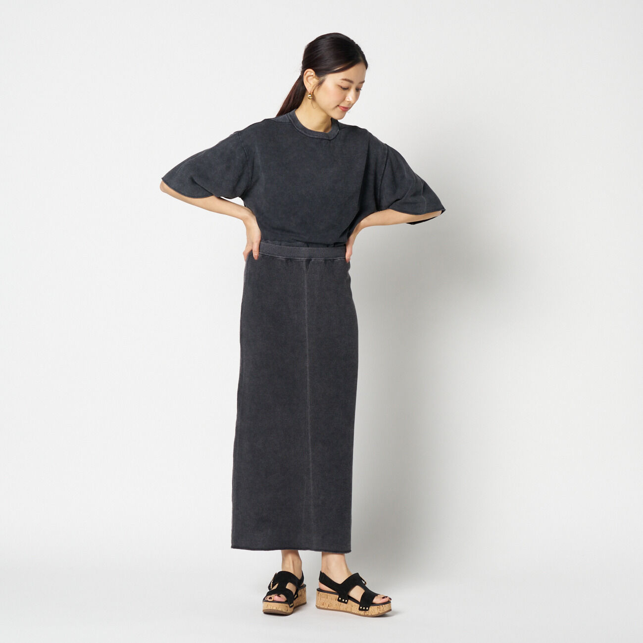 HELIOPOLE「HELIOPOLE FADE RIB KNIT I LINE SKIRT」|スカート|