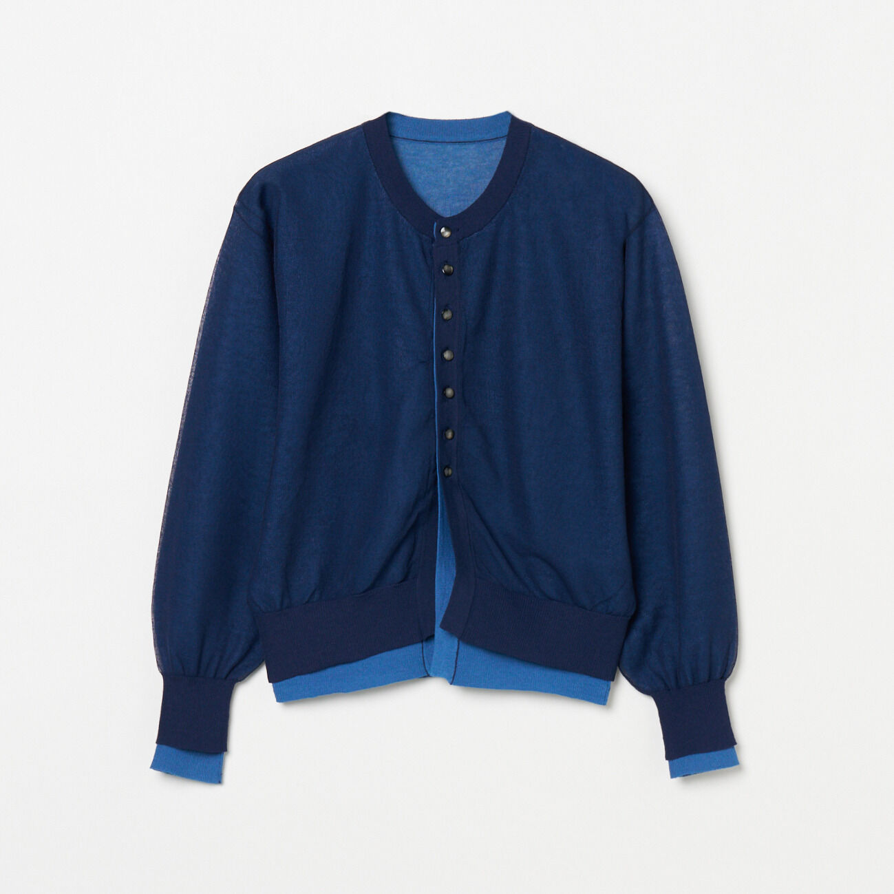 HELIOPOLE「HELIOPOLE LAYERED KNIT REVERSIBLE GARDIGAN」|ニット・セーター|ネイビー