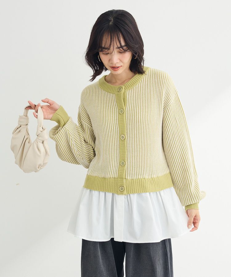 Green Parks「配色リブドッキングチュニック」|ニット・セーター|
