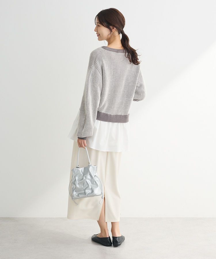 Green Parks「配色リブドッキングチュニック」|ニット・セーター|